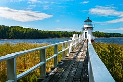 Wooden Walkway Leads to Doubling Point Light in Maine